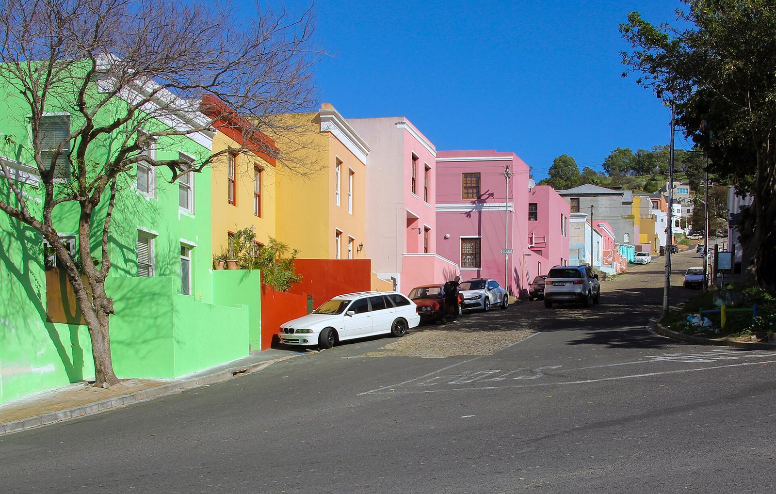Casas coloridas na Pentz Street, no bairro Bo-Kaap, Cidade do Cabo
