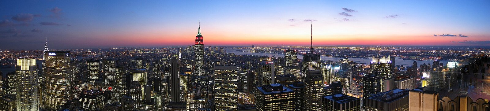 Vista panorâmica de Manhattan ao entardecer, vista do Top of the Rock